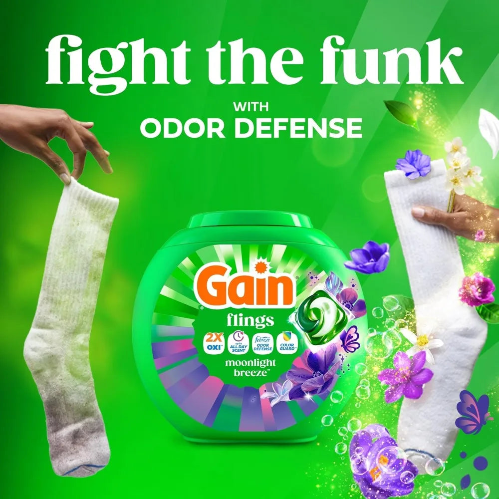 4-in-1 Laundry Detergent Pods Pacs with Odor Defense and Color Guard, Moonlight Breeze Scent for Clean Fresh Clothes, 42 Count Liquid Washing Capsules