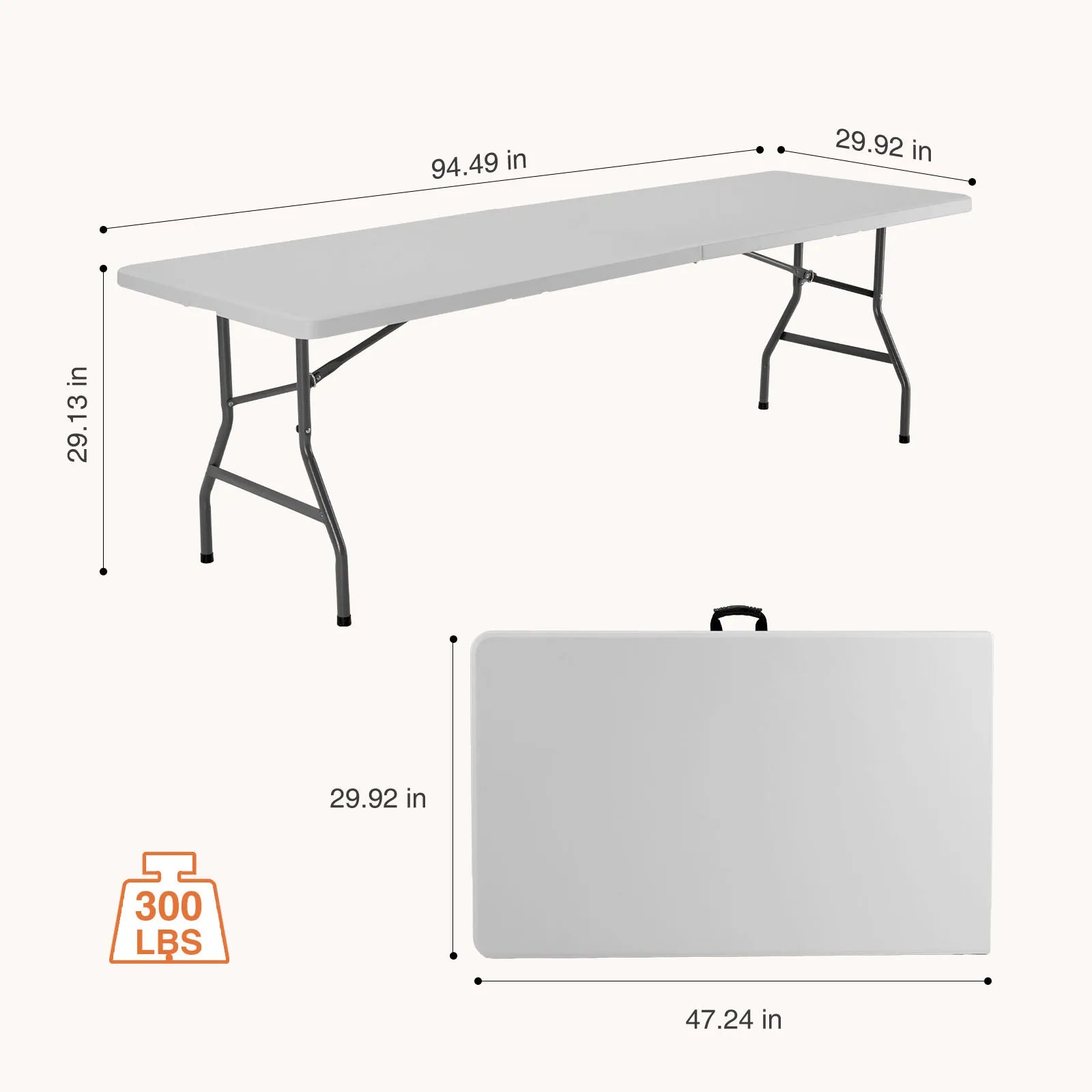 4/6/8 FT Portable Folding Outdoor Indoor Heavy Duty Table with Carrying Handle Safety Lock For Camping Picnic Dining