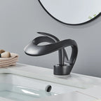 Waterfall Creative Bathroom Basin Faucet Sink Faucet Deck Mounted Hot Cold Water Mixer Crane Brass Body Single Hole Taps