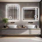 Smart Bathroom Mirror 3X Lighted Magnifier Wall Mounted White Light Front Backlit Dimmable Anti-Fog
