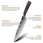 8/10pcs Kitchen Knives Set, Laser Damascus Pattern