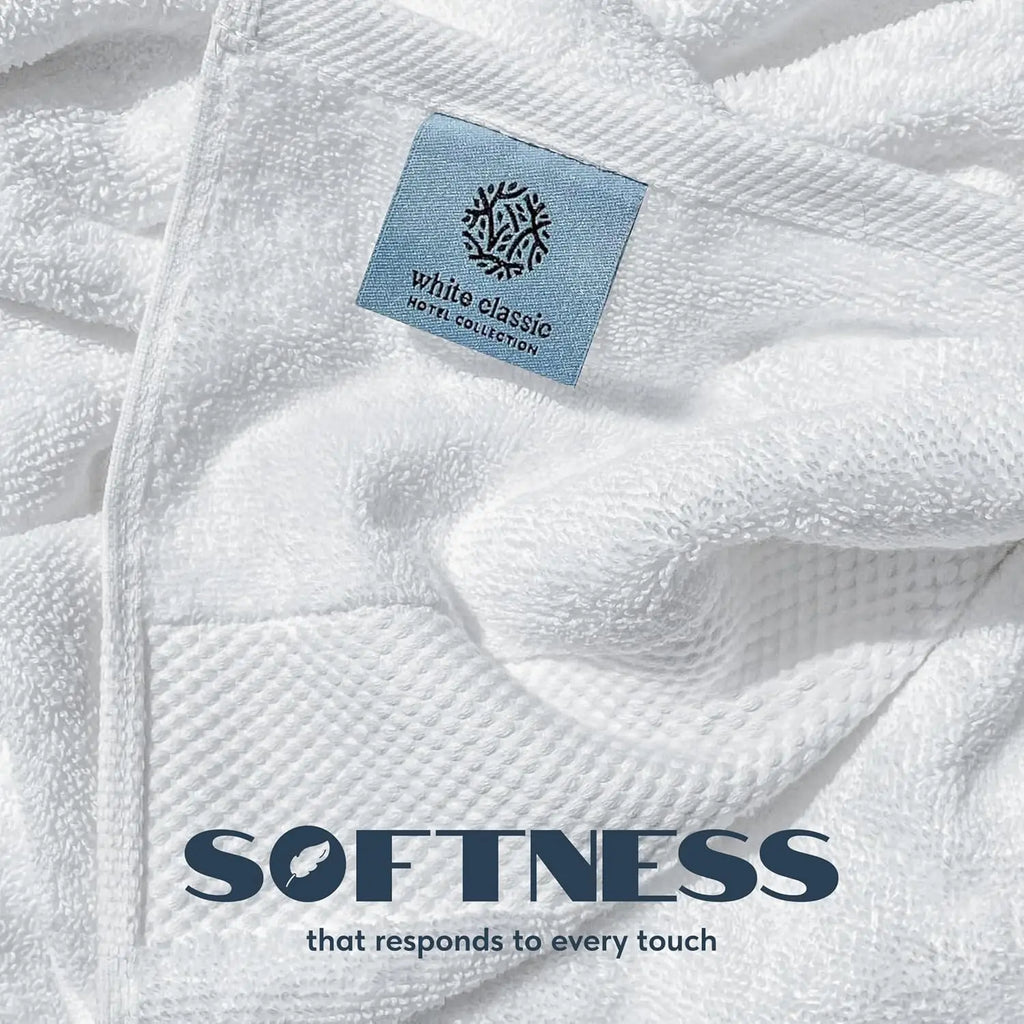 White Classic Luxury Bath Towels Set of 4, Ultra Soft and Highly Absorbent