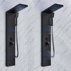 Black LED Shower Panel Tower System, Rain Waterfall Massage Body Spa
