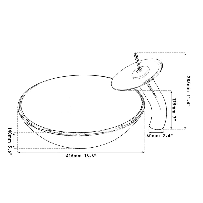 Basin Vanity Sink with Goldfish Pattern and Faucet Set