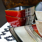 Downtown Loft 16 Piece Double Bowl Stoneware Dinnerware Set with Service for 4