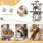68in Large Multi Level Cat Tree Tower Indoor Activity Center 2 Condos 3 Plush Perches Scratching Post