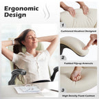 Ergonomic Heavy Duty Desk Chair with Flip-up Arms PU Leather Adjustable Swivel Rolling