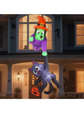8FT Tall Halloween Blow Up Roof Decoration Witch and Black Cat Inflatable Decoration with LED Lights Giant Halloween Inflatables for Outdoor Yard Roof Decor Indoor Garden Lawn Party Supplies