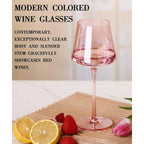 Set of 6,16oz Hand Blown Crystal Colorful Wine Glasses with Long Stem