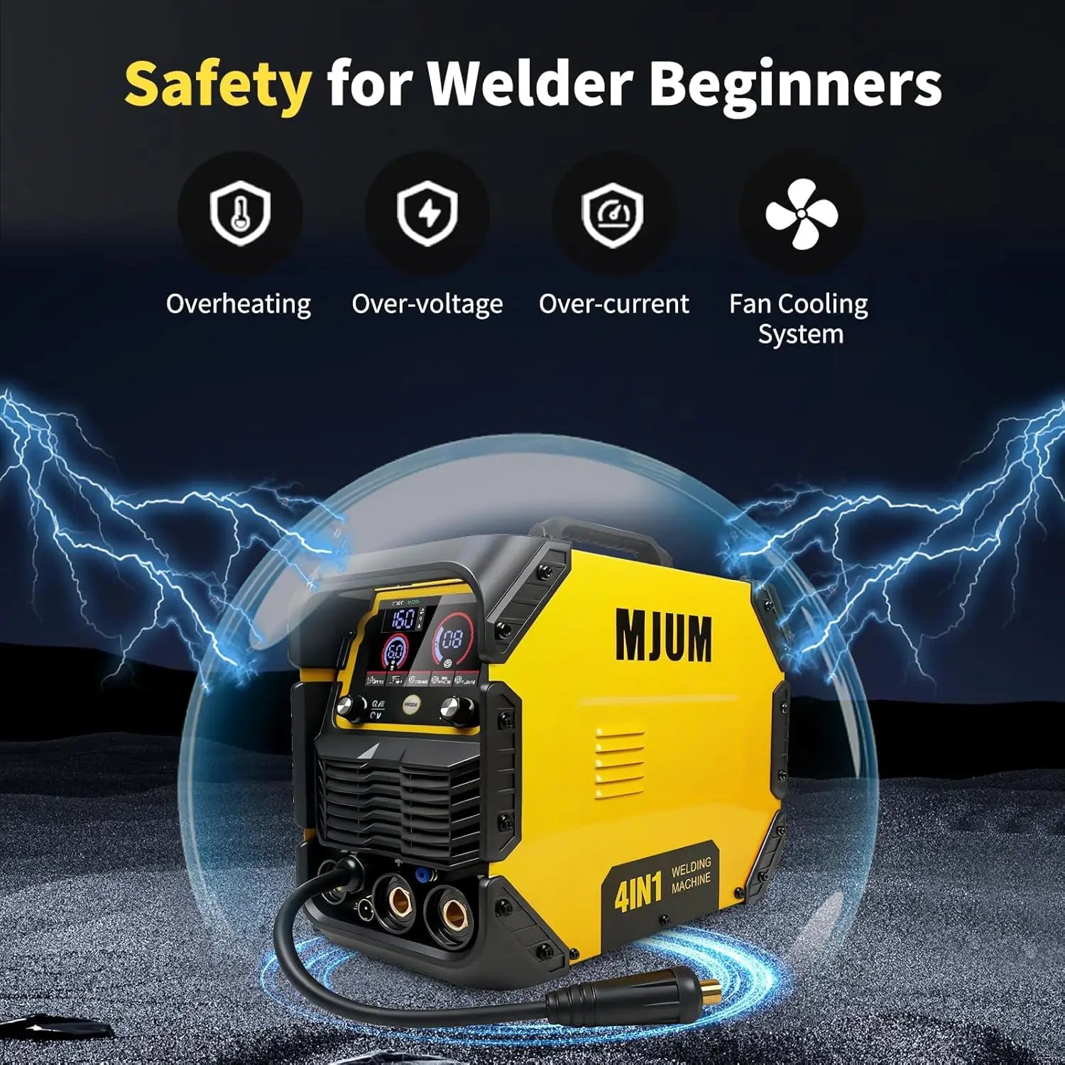 160A 4-in-1 AI Welding Machine: Dual Voltage MIG/TIG/Stick Welder with Smart Control for Home and Auto Repair