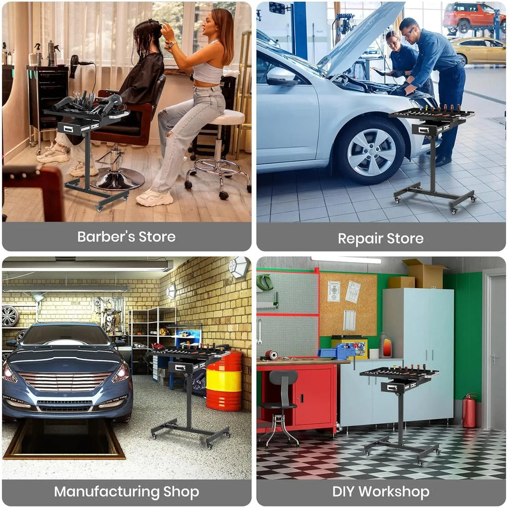 Mobile Work Table with Adjustable Height – 300Lbs Capacity