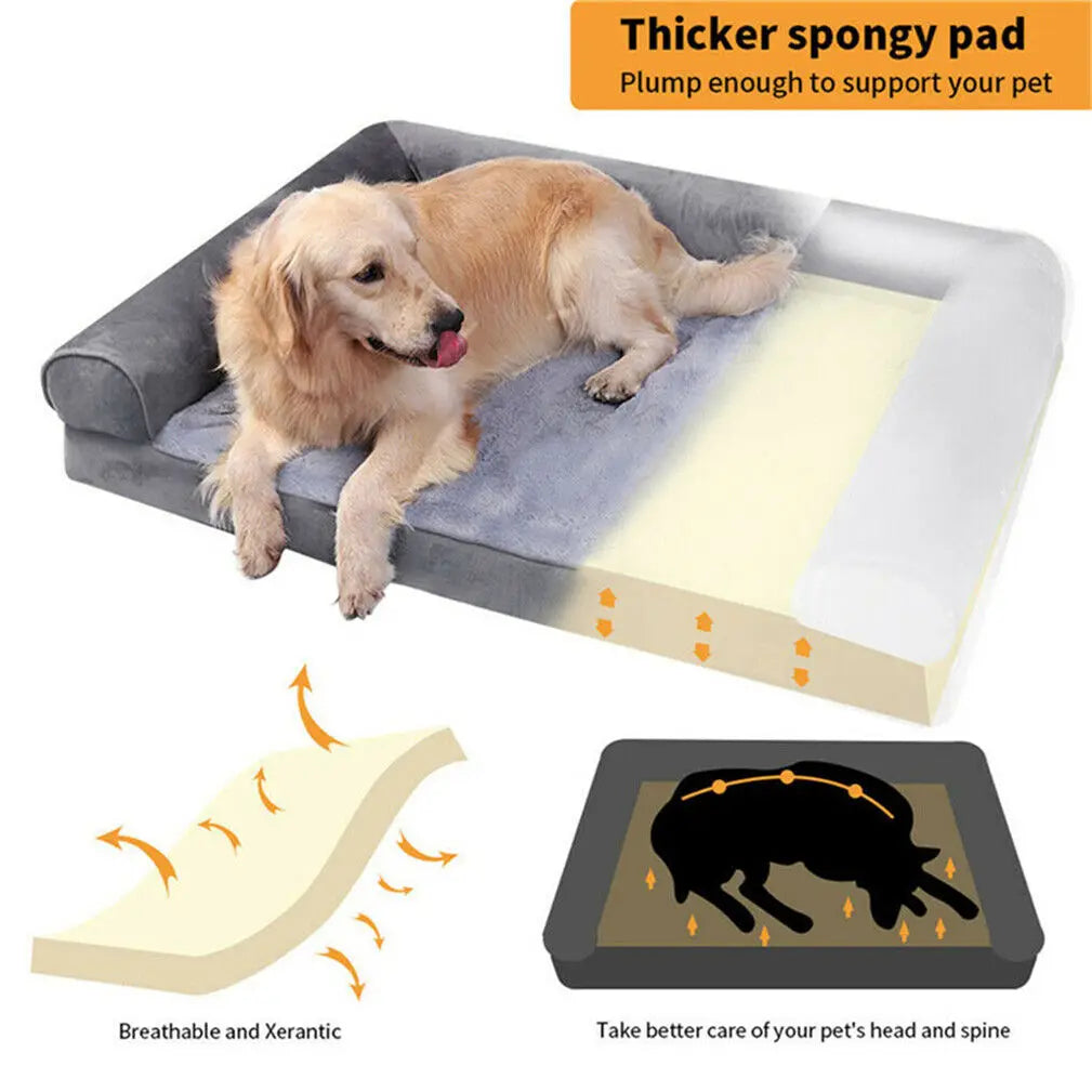 Extra Large Orthopedic Pet Mattress  with Removable Washable Cover Soft Sponge Foam