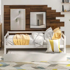 Solid Wood Captains Bed Twin Size Sofa Bed Frame White