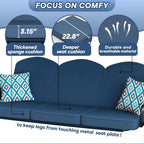 3 Seat Outdoor Porch Patio Swing with Stand 800lbs, 2-in-1 Convertible Swing Bed