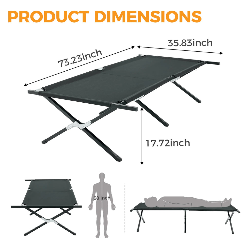 73" x 36" Portable Folding Sleeping Cot 300 LBS Capacity Sturdy Frame for Outdoor