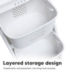 2/4 Tier Laundry Basket Cart Removable Storage Buckets Plastic Hamper with 4 Wheels White