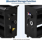 27 Inch Rolling Tool Cart, 3 Tier Steel Utility Cabinet with Drawer, Mobile Storage Organizer with Locking Casters for Garage Workshop Office, Black