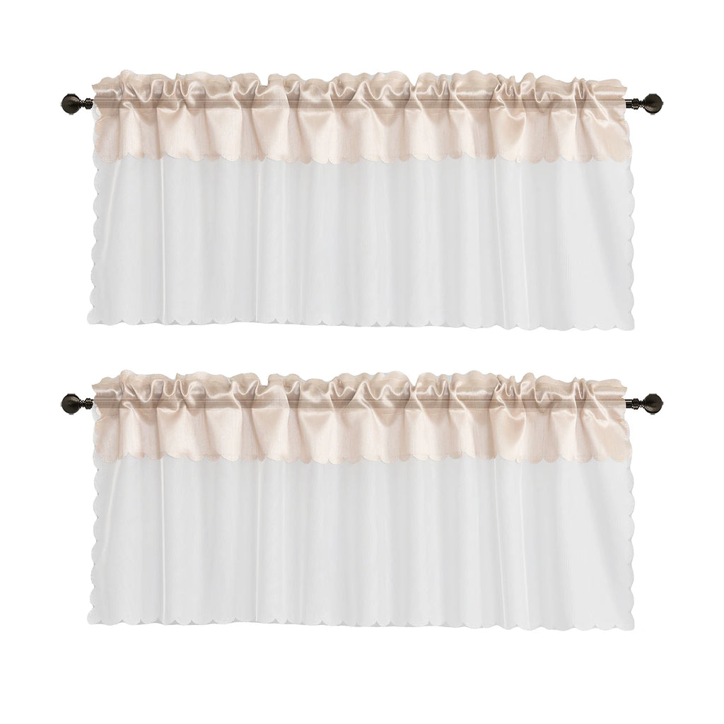 2PCS  rod pocket type Tulle Sheer joint with Blackout curtains