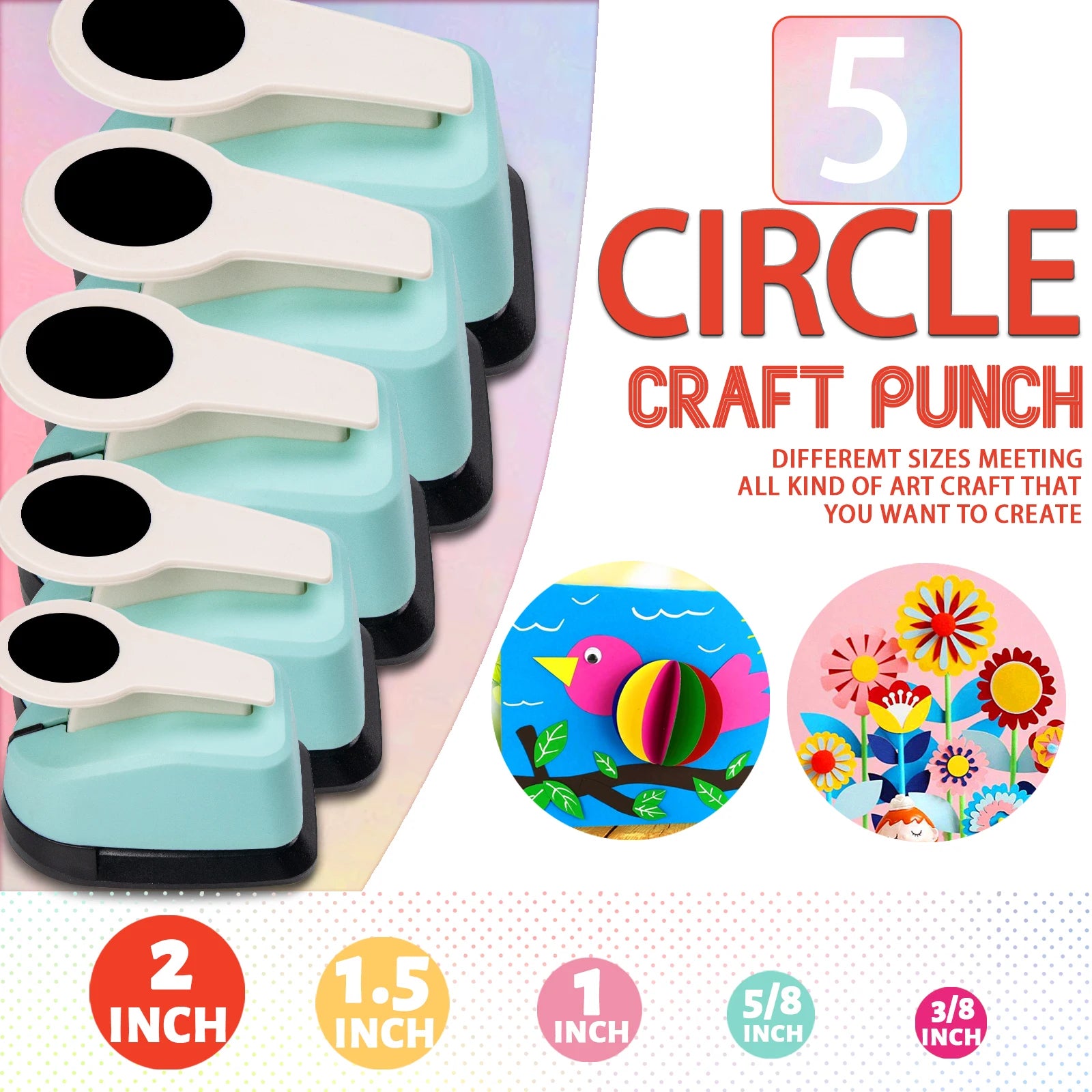 Circle Paper Hole Puncher Tool Set  2 1 inch 50mm 38mm 35mm 28mm 25mm 18mm 16mm 9mm