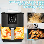 KitCook Large Air Fryer, 1500W 7QT AirFryer Cooker, Adjustable Temperature 100-400°F, 8 Presets Menu, Digital Touch Screen
