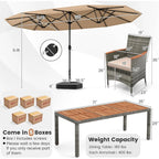 10 Pieces Patio Wicker Dining Set w/Double-Sided Patio Umbrella