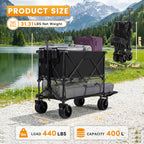 Outdoor Double Decker Wagons Cart 440 lbs Large Capacity Collapsible Foldable Cart for Grocery Garden Camping
