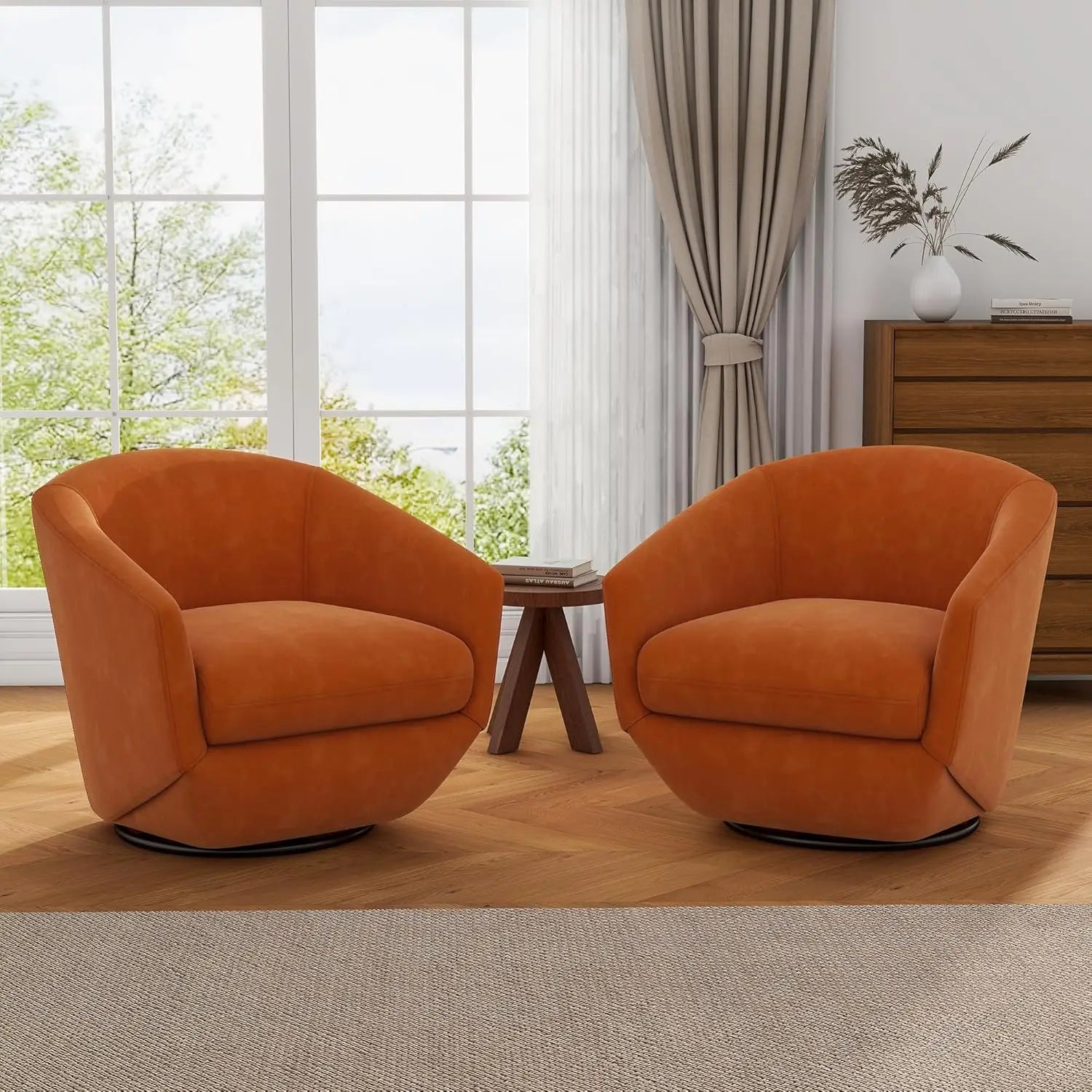 360° Swivel Barrel Accent Chairs Set of 2