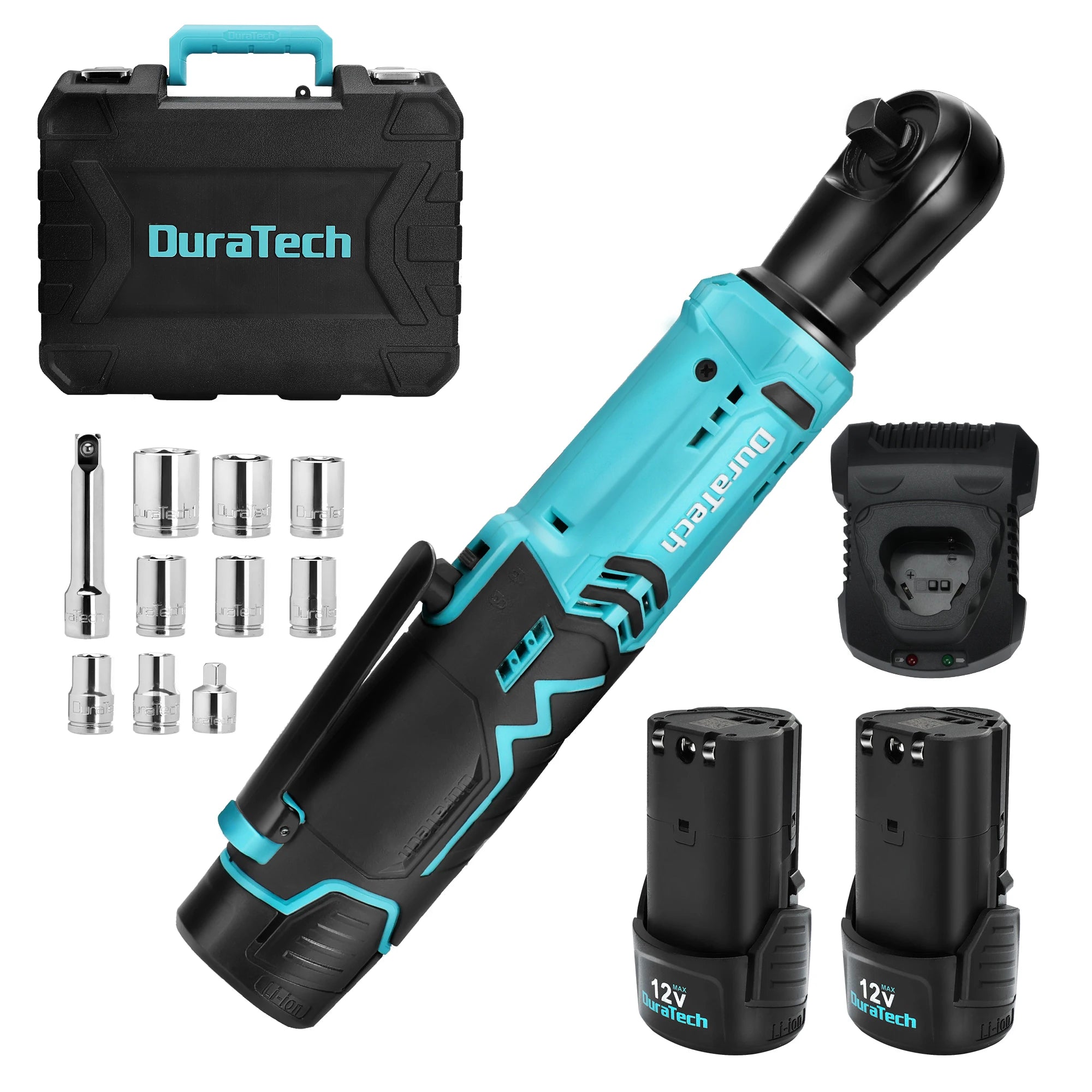12V Cordless Electric Ratchet Wrench Set with 2 2.0Ah Battery 8pcs Sockets