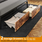 California King Size Bed Frame, Storage Headboard with Charging Station, Platform Bed with Drawers, No Box Spring Needed