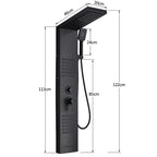 Black LED Shower Panel Tower System, Rain Waterfall Massage Body Spa