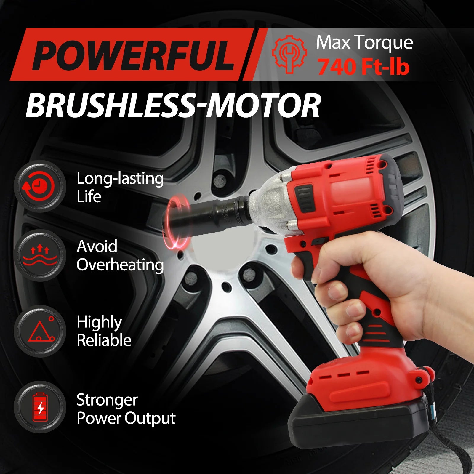 20V Cordless Electric Impact Wrench 1/2 Inch Power Tool Set with Brushless Drill Driver