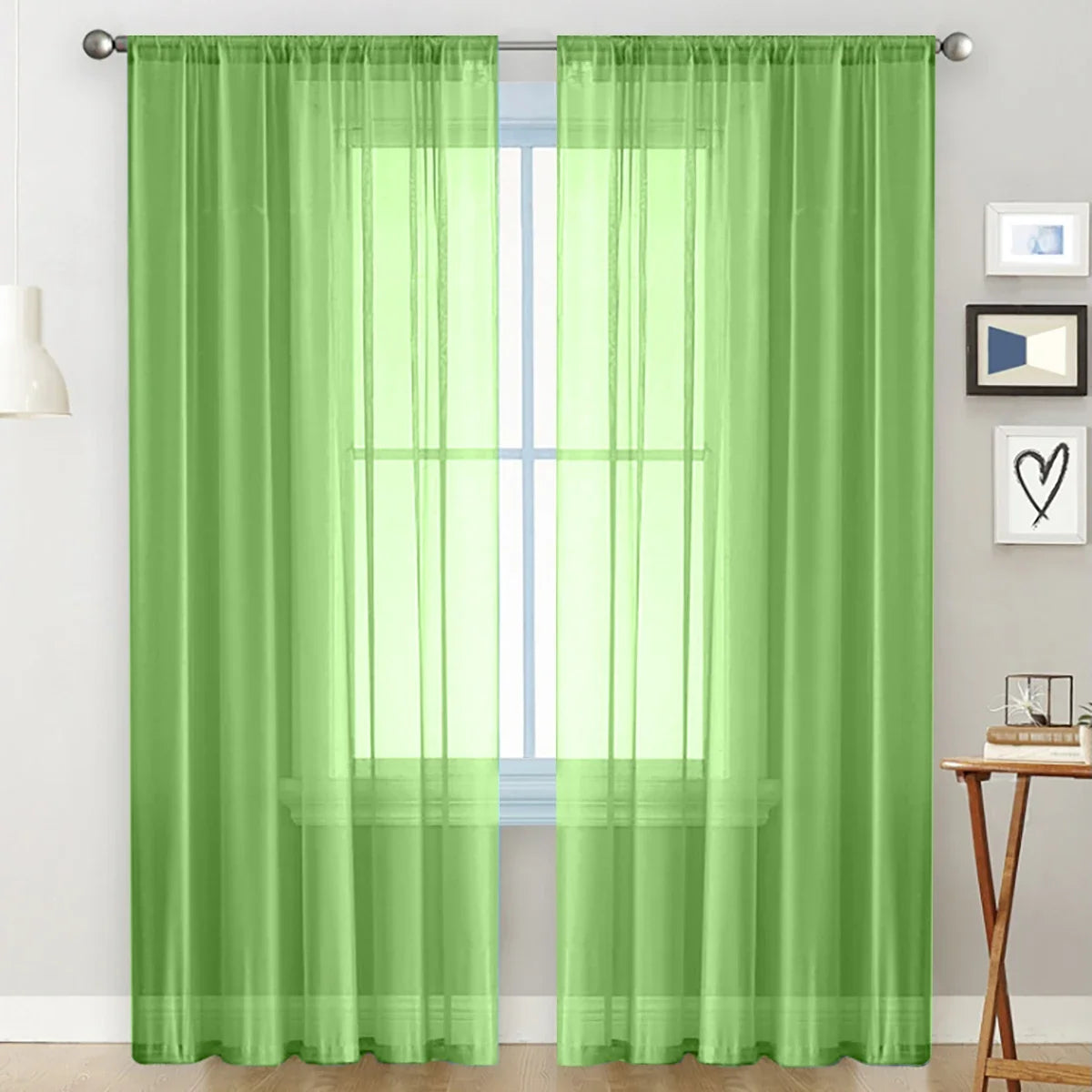 1pc Modern Solid Colour Sheer Curtain