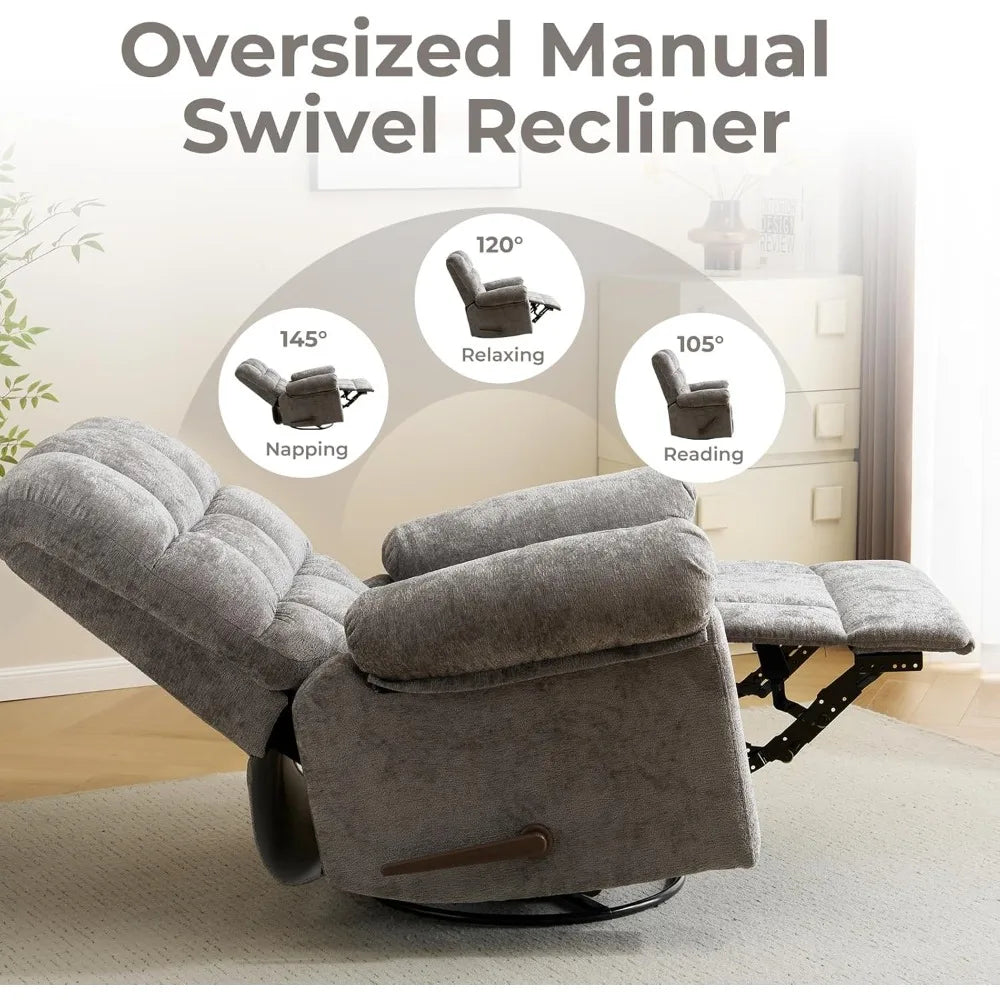 Swivel Rocker Recliner Chair with Heat and Massage