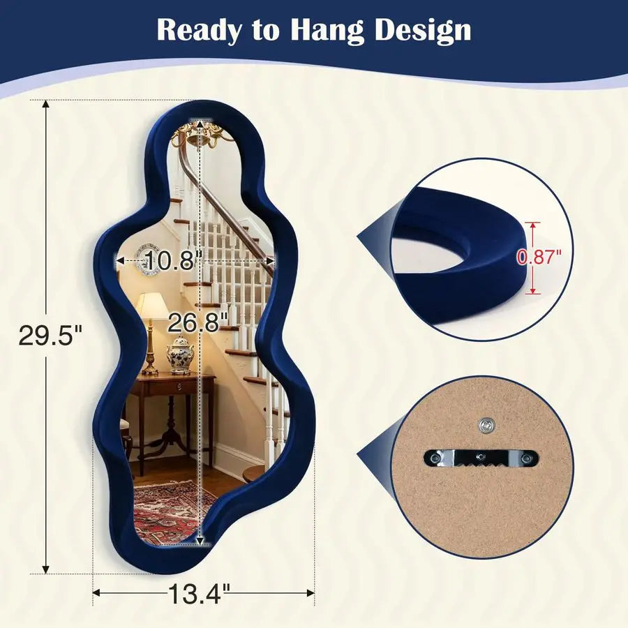 Room Mirrors for Wall Decor, 13.8x29.7 Wall Mounted Cloud Mirror for Girl Teen Women Bedroom Decoration