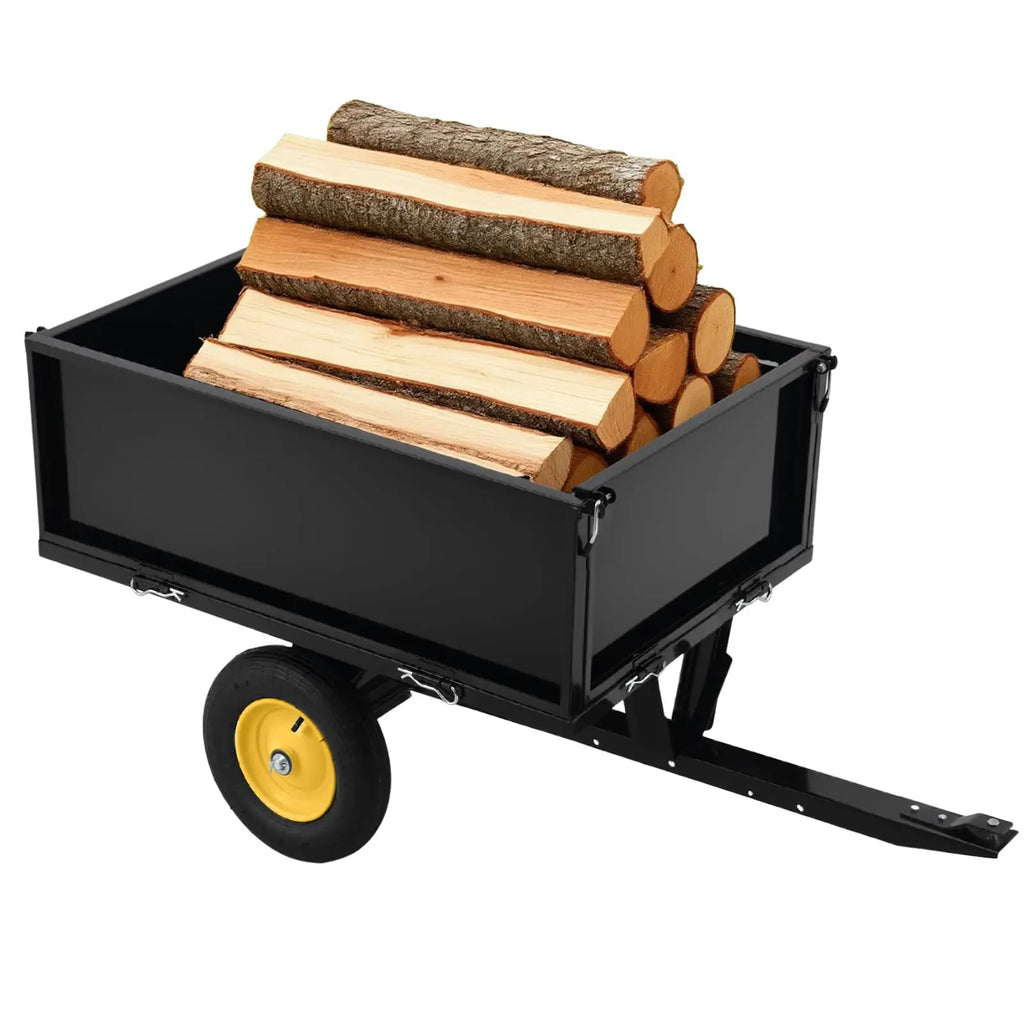 500LB Capacity Multifunctional Dump Cart With Removable Tailgate For ATV Lawn Mower Tractor