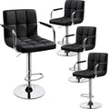Adjustable Swivel Bar Stools Set of 2, Hydraulic Counter Height with Armrest & Back, PU Leather for Kitchen & Bar