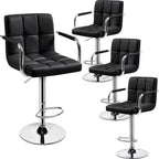 Adjustable Swivel Bar Stools Set of 2, Hydraulic Counter Height with Armrest & Back, PU Leather for Kitchen & Bar