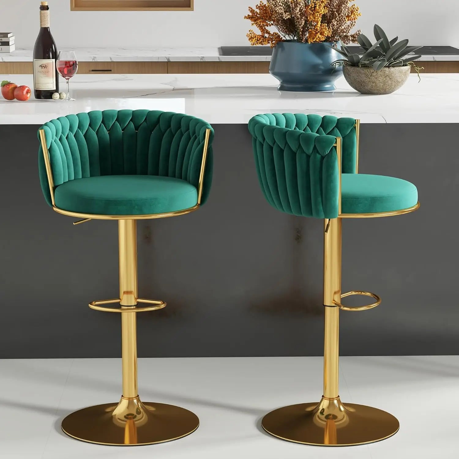 27″ Counter Stools with Upholstered Backrest