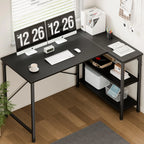 L Shaped Desk 47 Inch Computer Desk with Reversible Storage Shelves