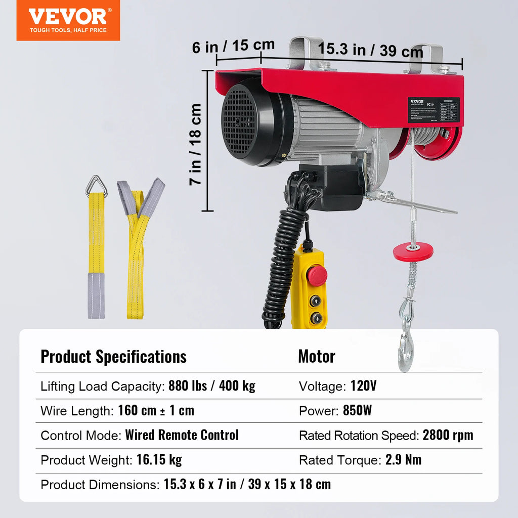 200-800kg Electric Hoist with Wired/Wireless Remote Control Lifting Crane Cable Hoist