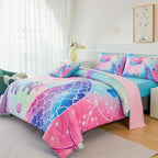 Colorful Rainbow Girls Comforter Set with Sheets Soft and Lightweight, 6 Pieces Teen Girls Bed in a Bag
