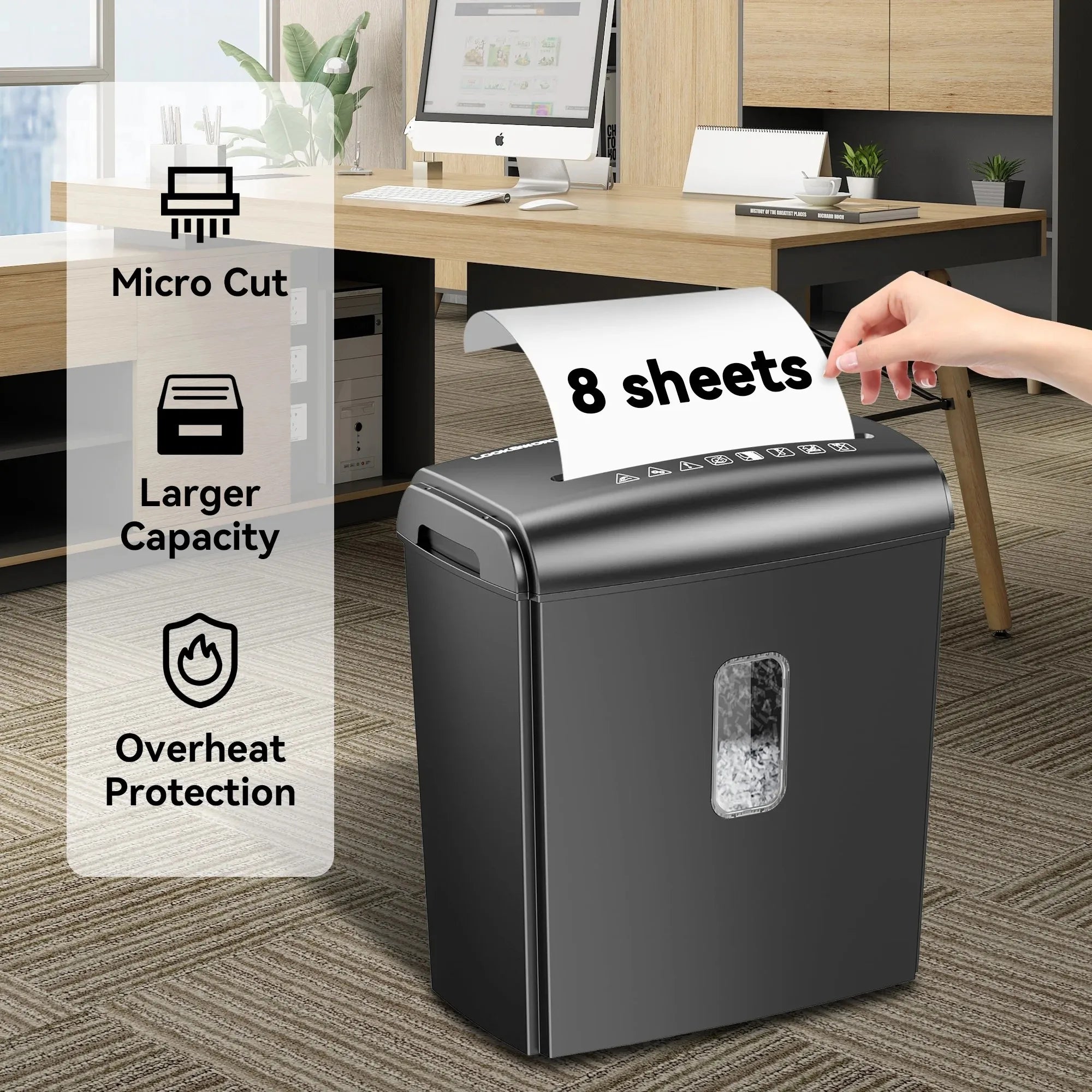 Deli 8-Sheet Micro Cut Paper Shredder, High Security for Home Office Use with Handle, Shreds Credit Card/Staple 4 Gallons