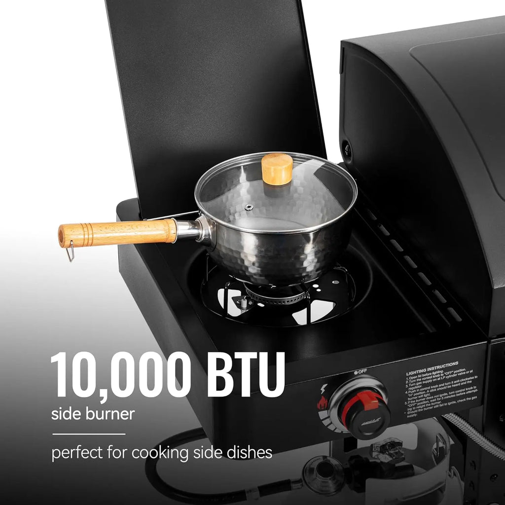 2-Burner Gas and Charcoal Combo Grill with Offset Smoker & Side Burner, 34,000 BTU Dual Fuel Grill, 1020 Sq. In.