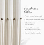 Extra Long Linen Button Shower Curtain 72x84 Inches