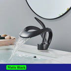 Waterfall Creative Bathroom Basin Faucet Sink Faucet Deck Mounted Hot Cold Water Mixer Crane Brass Body Single Hole Taps
