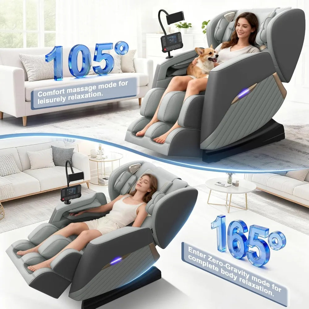 Full Body Massage Chair Zero Gravity 16 Rollers Auto Program Foot Calf Heat Recliner Touch Screen Bluetooth