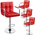 Adjustable Swivel Bar Stools Set of 2, Hydraulic Counter Height with Armrest & Back, PU Leather for Kitchen & Bar