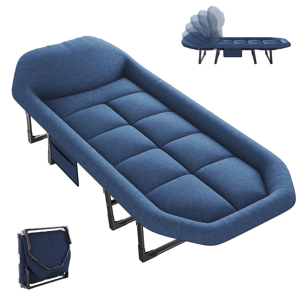 Adjustable Folding Camping Bed with Mattress Lightweight with Carry Bag 6 Angle Foldable Camping Bed for Camp Outdoor Supports 450 lbs