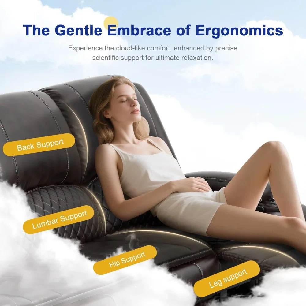 3 Seater Recliner Sofa with Liftable Console, USB Ports & Cup Holders