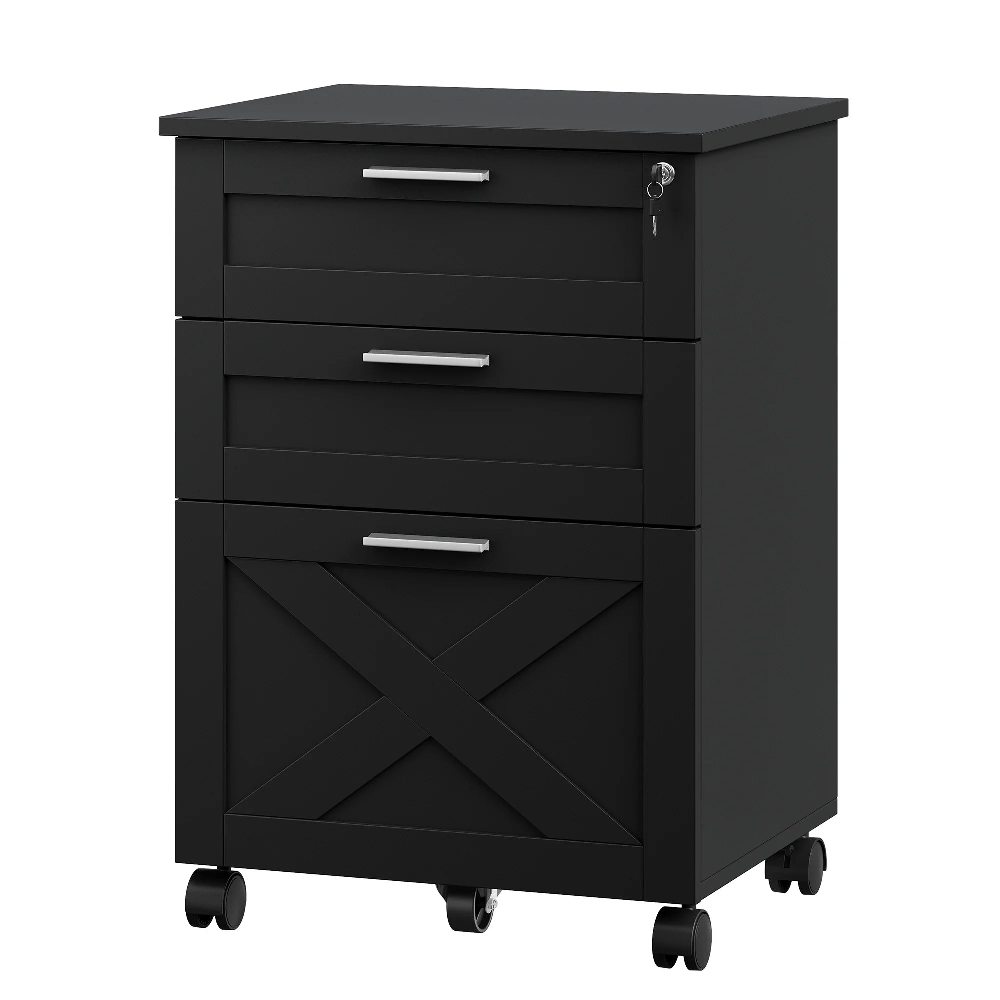 3 Drawer Rolling File Cabinet with Lock & Casters